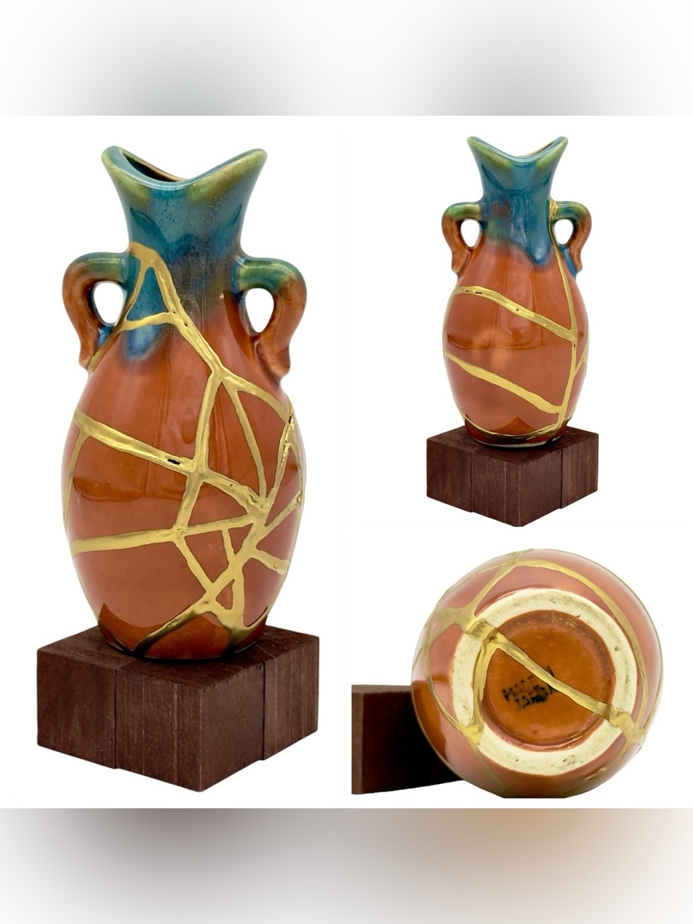 Kintsugi Vase Japanese Vintage Drip Glaze Gold Crack Art Personal Growth Gift